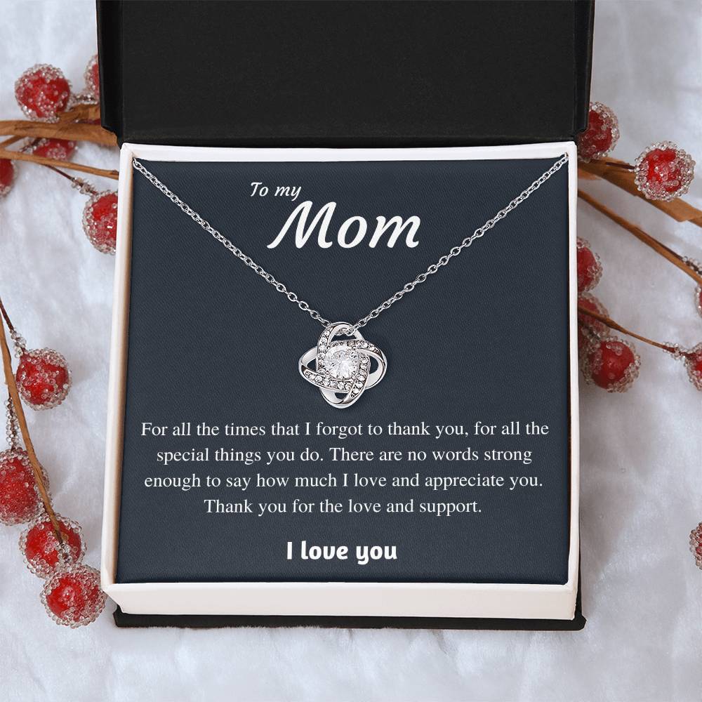 To My Mom - Thank You Love Knot Necklace