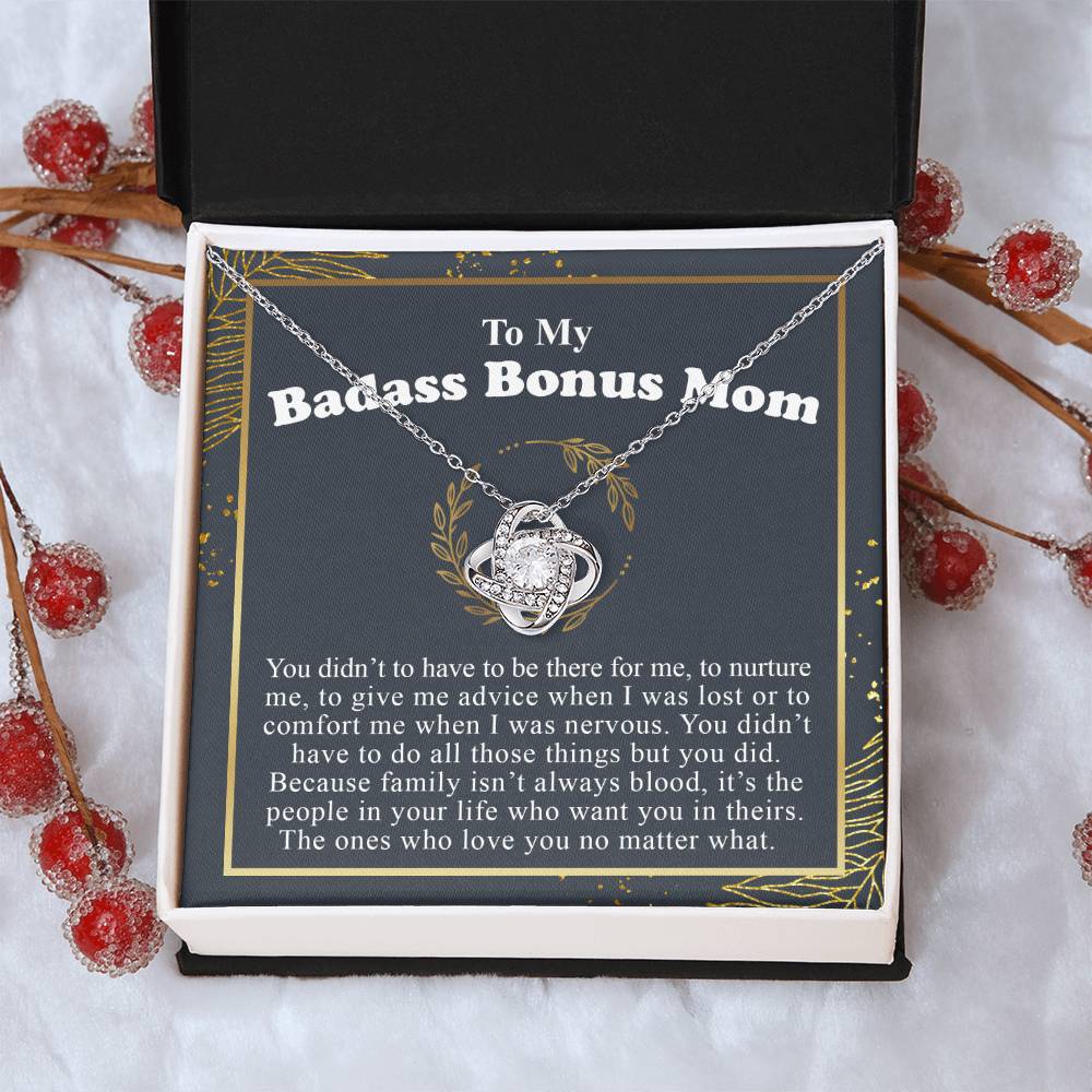 To My Badass Bonus Mom Love Knot Necklace