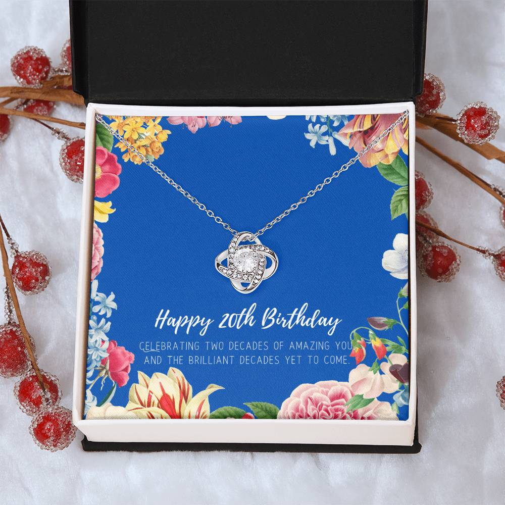 20Th Birthday Gifts For Women Necklace For Her 2 Decade Jewelry 20 Years Old 20Th Birthday Gift Necklace Jewelry Gift F Love Knot Necklace