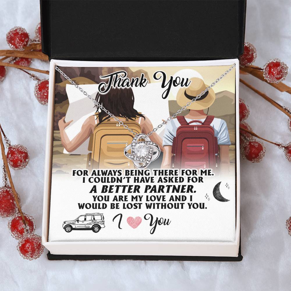 To My Partner Gift Necklace Gift Necklace For Wife Hiking Wife Gift Traveling Wife Love Knot Necklace