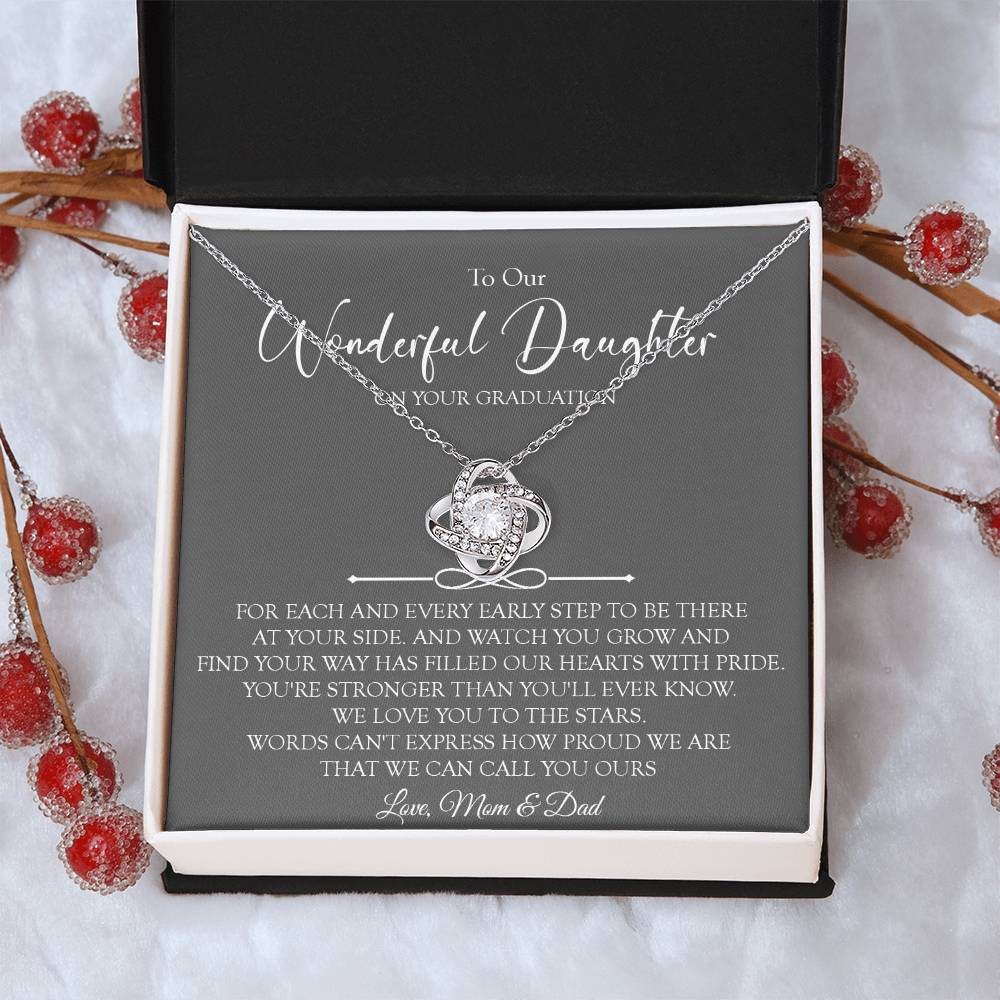 To Our Daughter Graduation Gift Necklace Graduation Gift For Daughter From Mom A Love Knot Necklace