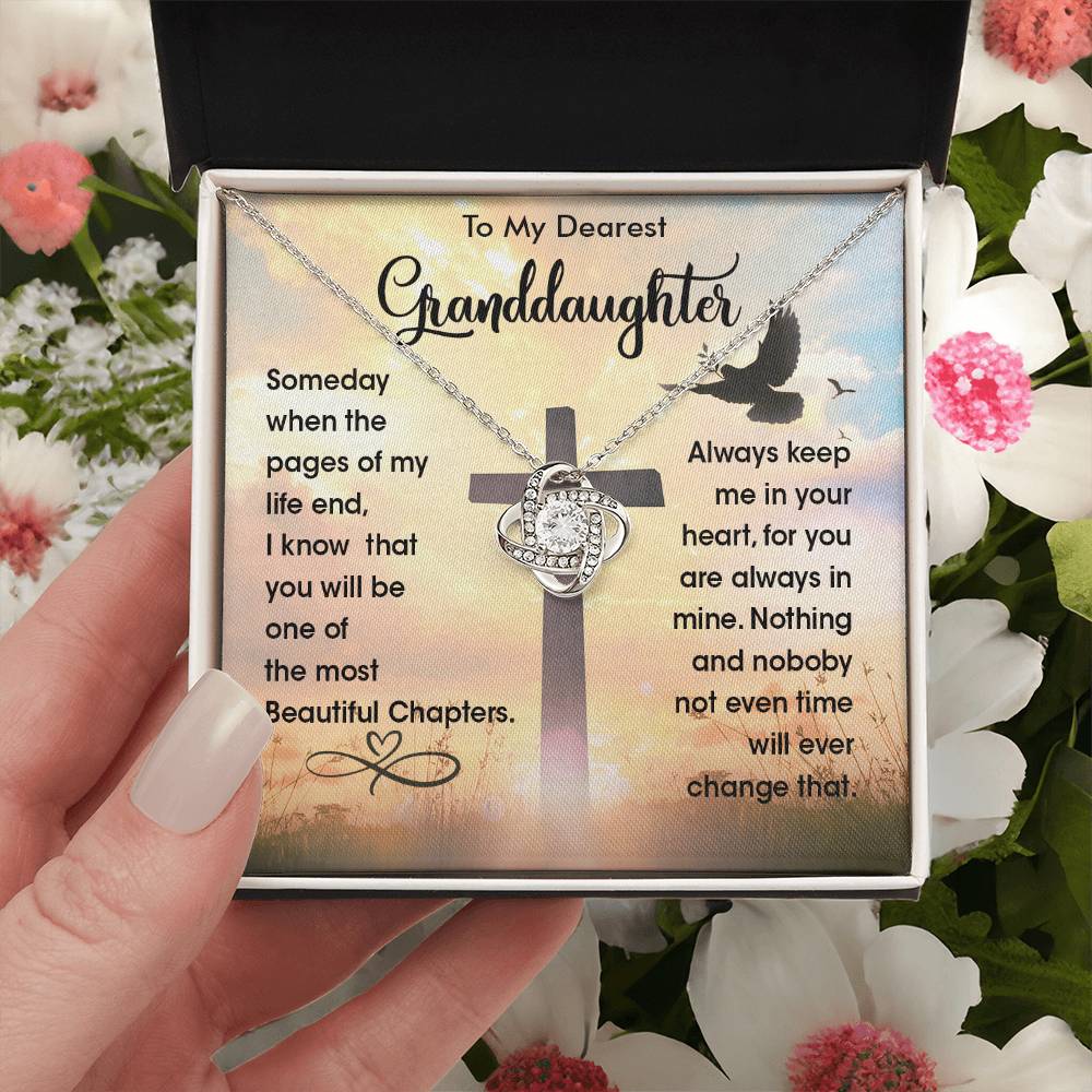 To My Dearest Granddaughter - Heart Melt Message Love Knot Necklace?? Love Knot Necklace