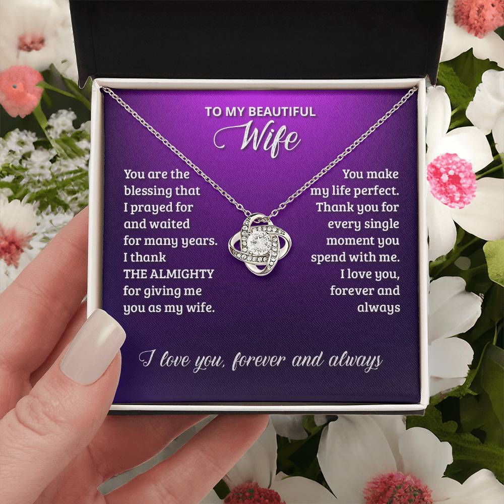Love Knot Necklace - To My Beautiful Wife Love Knot Necklace