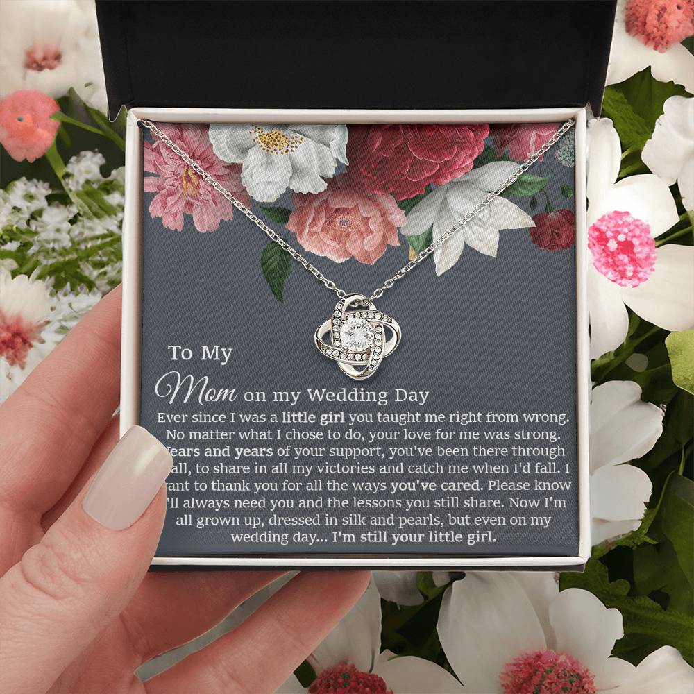 To My Mom On My Wedding Day Gift Wedding Necklace Gift For Mom From Bride Love Knot Necklace