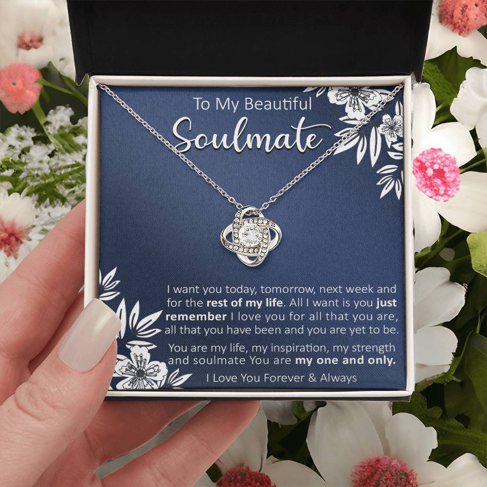 Gift For Your Soulmate - Today For All Navy Flower Love Knot Necklace Love Knot Necklace