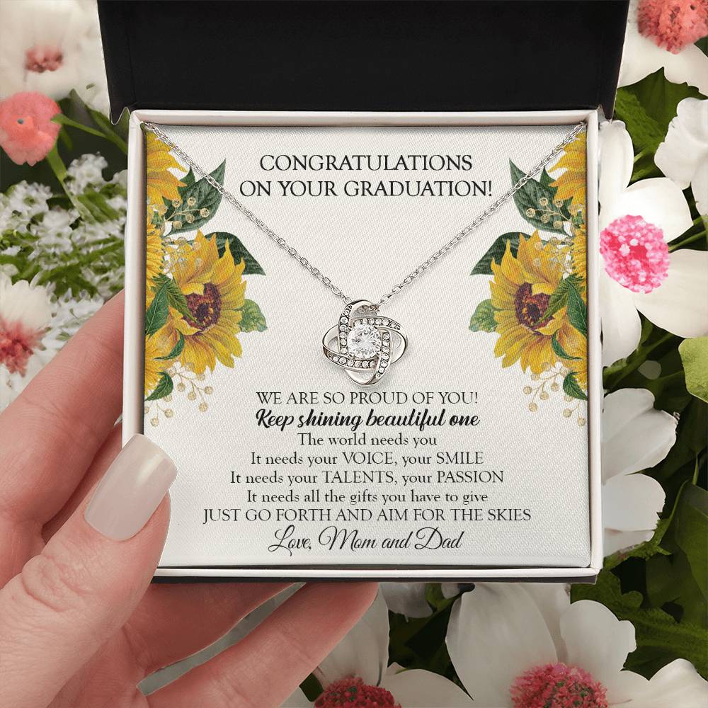 To Our Daughter Graduation Necklace Graduation Gift For Daughter From Mom & Dad Love Knot Necklace