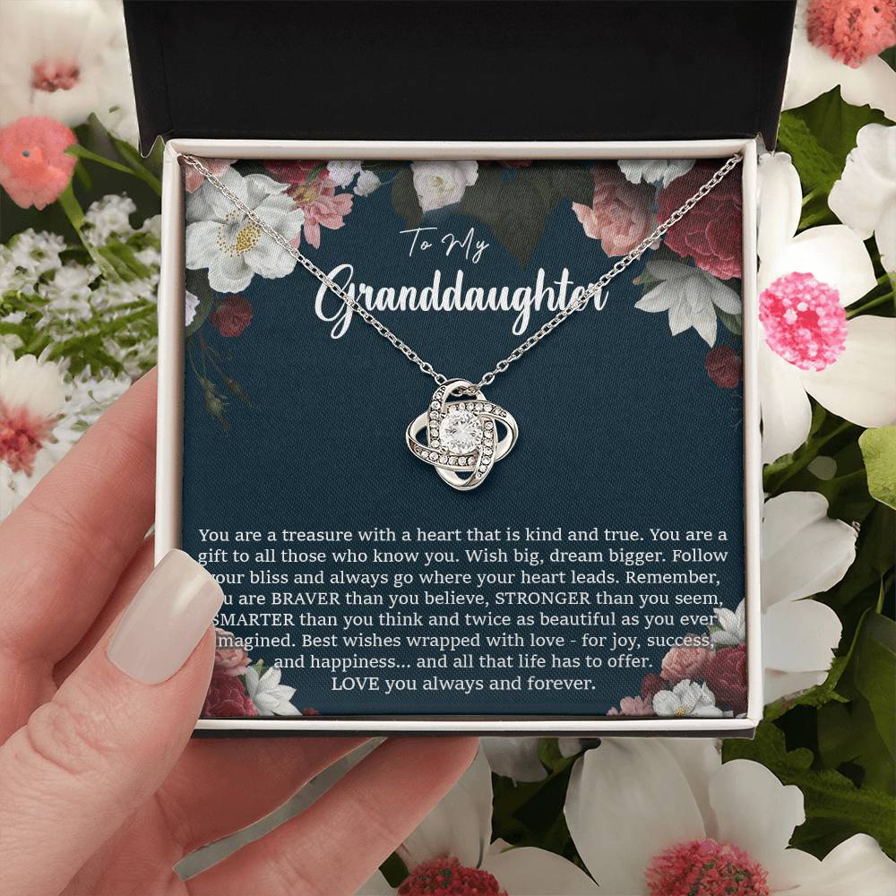 To My Granddaughter Necklace Granddaughter Gift From Grandma Birthday Graduation Gift Love Knot Necklace