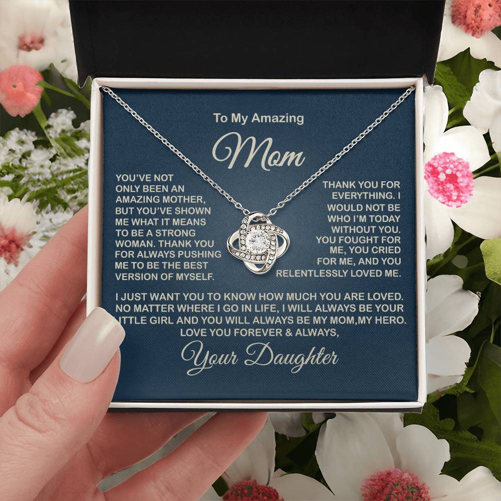 To My Amazing Mom Necklace Gift For Mom From Daughter Sentimental Gift Mother's Day Gift Love Knot Necklace