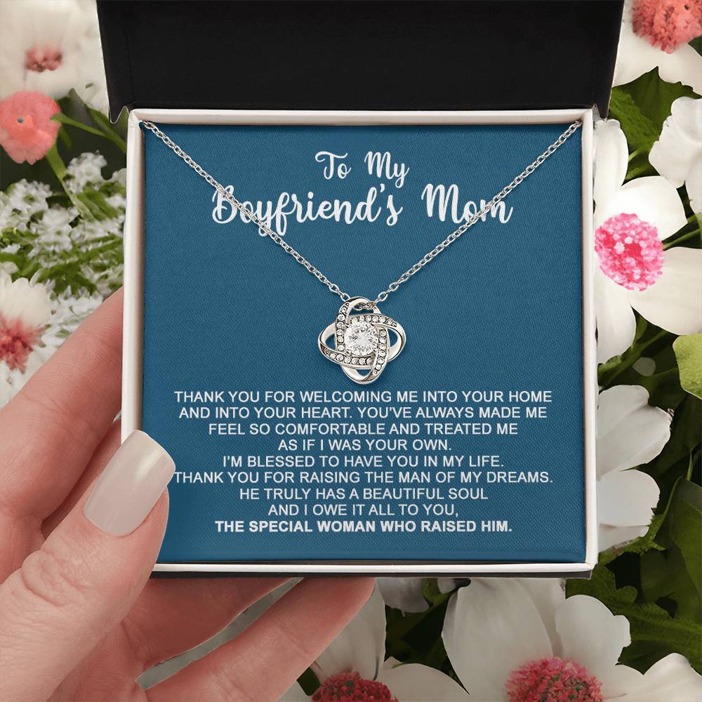 To My Boyfriend's Mom - I Owe It All To You - Necklace Christmas Gift For Boyfriends Mom Pendant Necklace Mothers Day Gift For Boyfr Love Knot Necklace