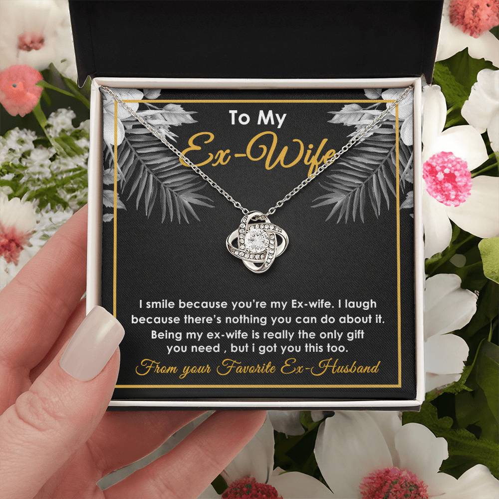 To My Ex-Wife Necklace - Funny Gift For Ex-Wife - Ex-Wife Birthday Christmas Jewelry Gift For E Love Knot Necklace