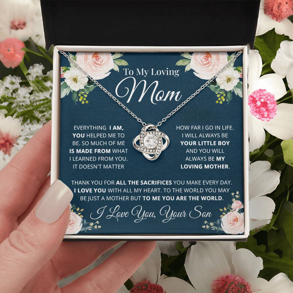 To My Loving Mom Necklace Gift For Mom From Son Mother's Day Gift Mom Birthday Present Love Knot Necklace