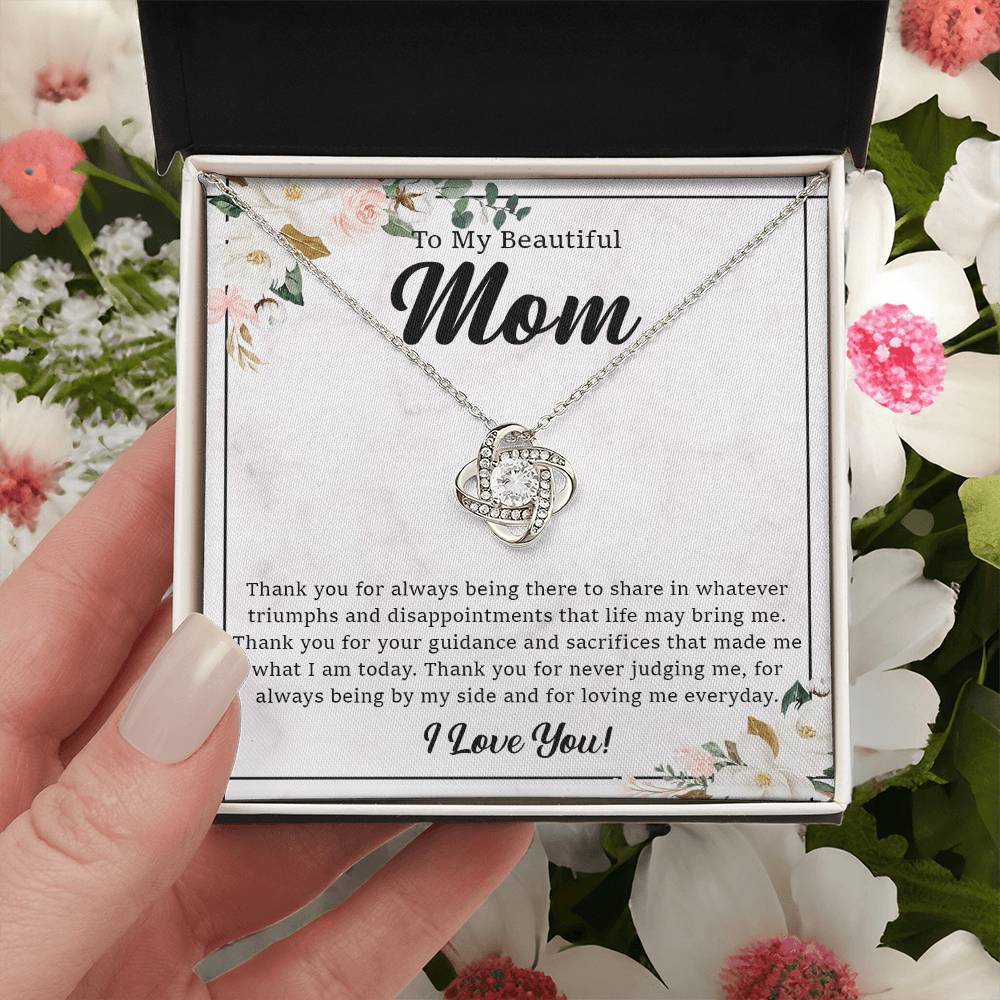 To My Beautiful Mom Necklace Gift For Mom From Daughter From Son Mother's Day Gift Thank You Mom Love Knot Necklace