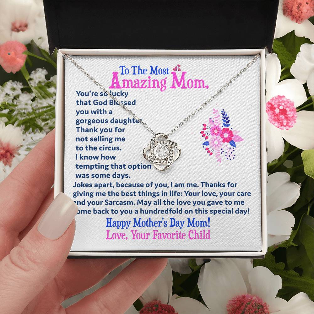 Gift For Amazing Mom Love Knot Necklace