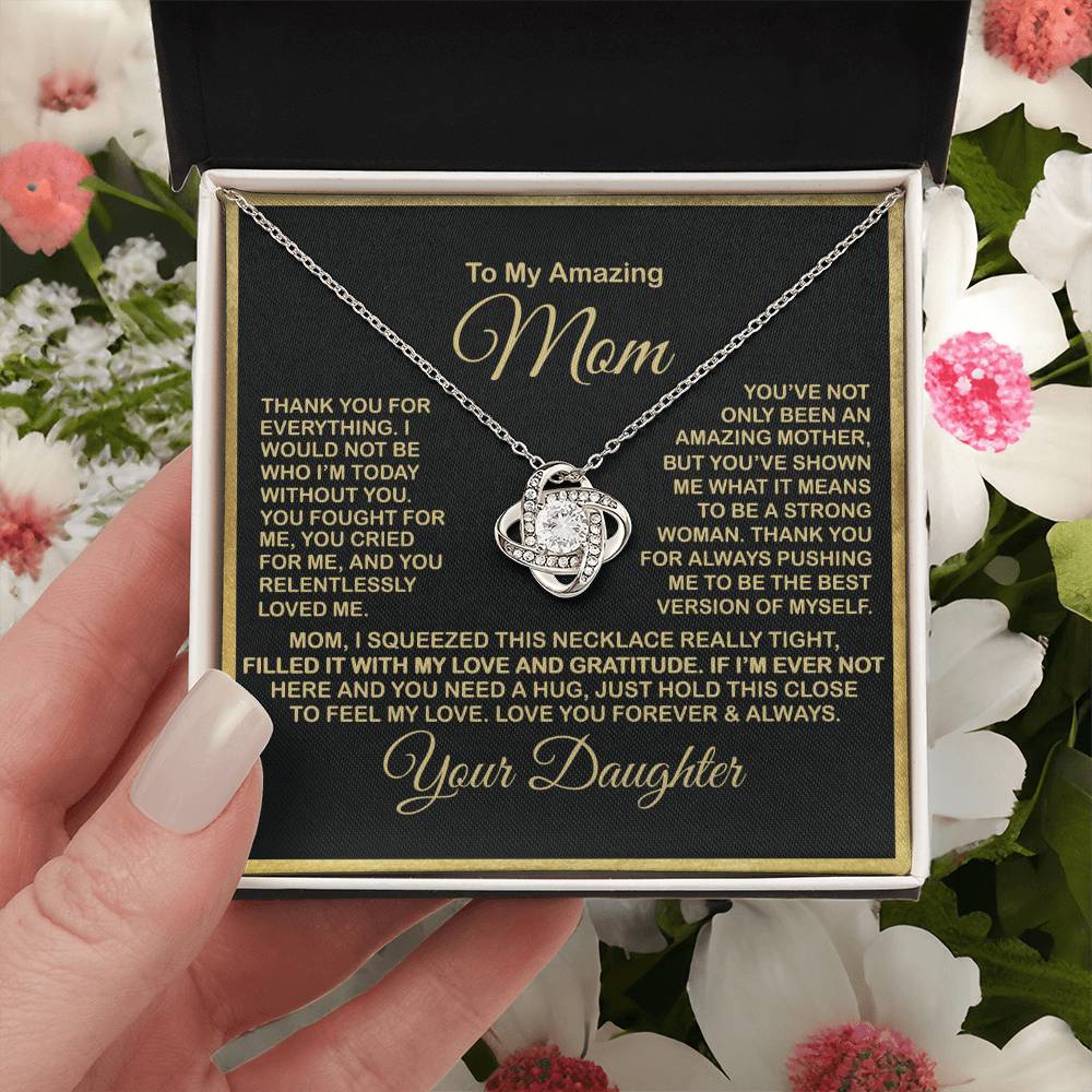 Gift For Amazing Mom Gift For Mom From Daughter 1 Love Knot Necklace