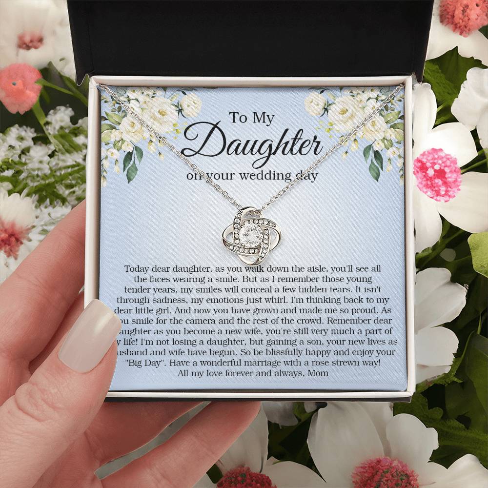 To My Daughter On Your Wedding Day Gift For Daughter On Wedding Day Bride Gift From Mom Daughter Wedding Necklace Love Knot Necklace