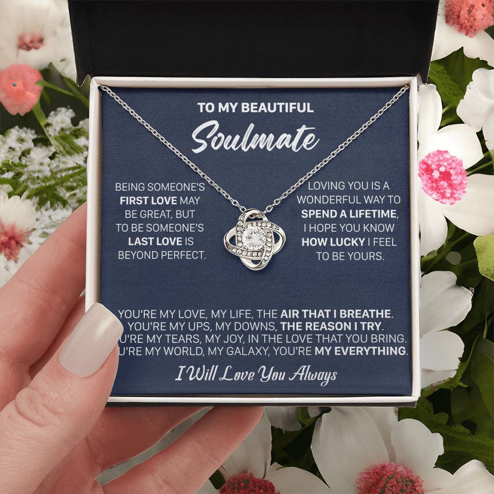 Gift For Your Soulmate - Being First I Breath Love Knot Necklace Love Knot Necklace