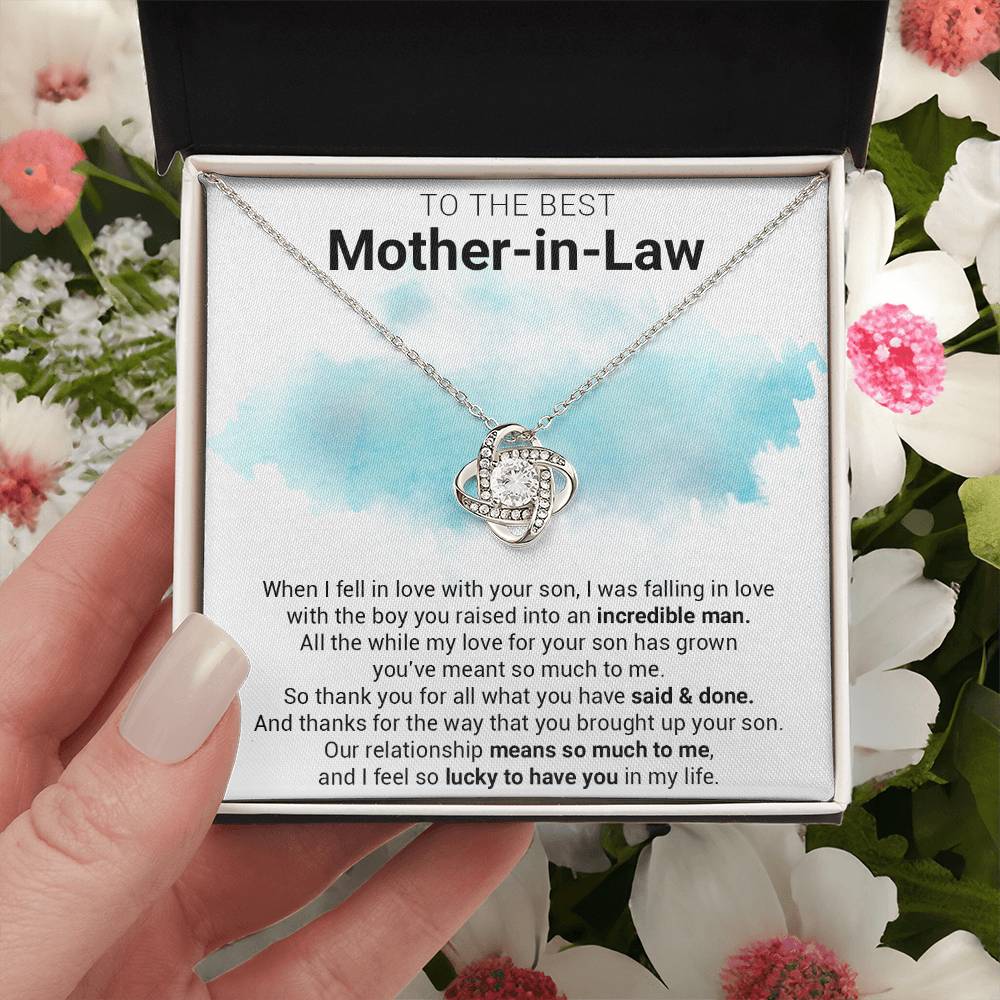 Gift For Mother-In-Law - Lucky To Have You - Love Knot Love Knot Necklace