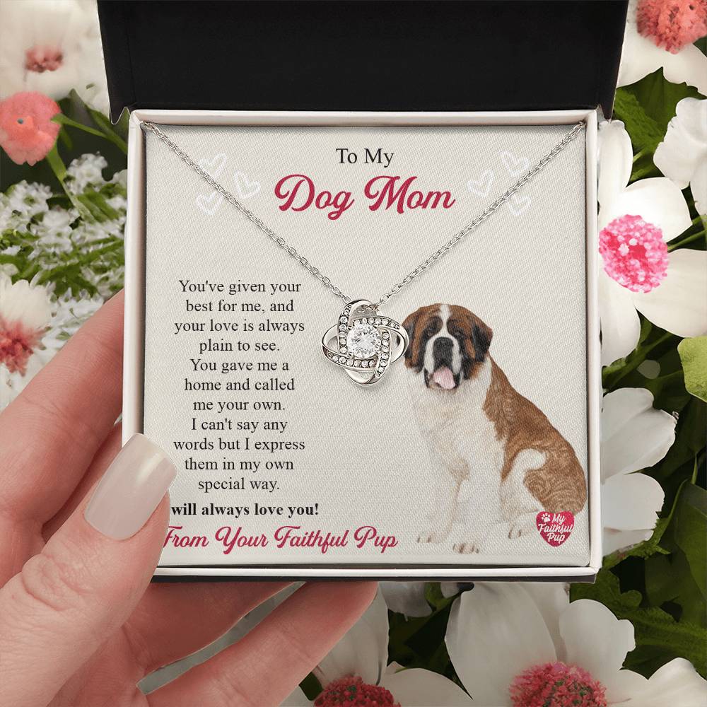 Saint Bernard Necklace Gift For Lab Mom Gift For Dog Lover Dog Mom Gift Golden Lab Gift Labrador Mom Pet Parent Jewelry St. Bernard Love Knot Necklace