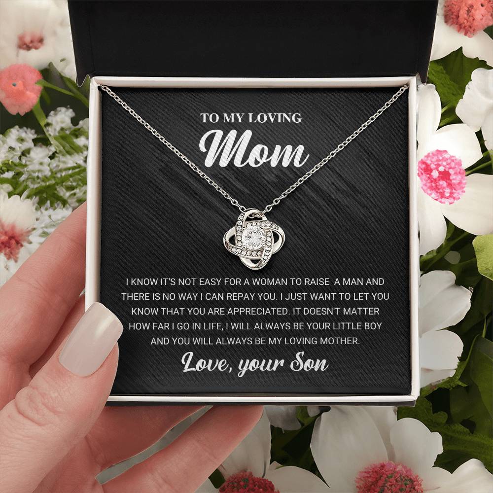 To My Loving Mom Necklace Gift For Mom From Son Mom Birthday Gift Mother's Da Love Knot Necklace