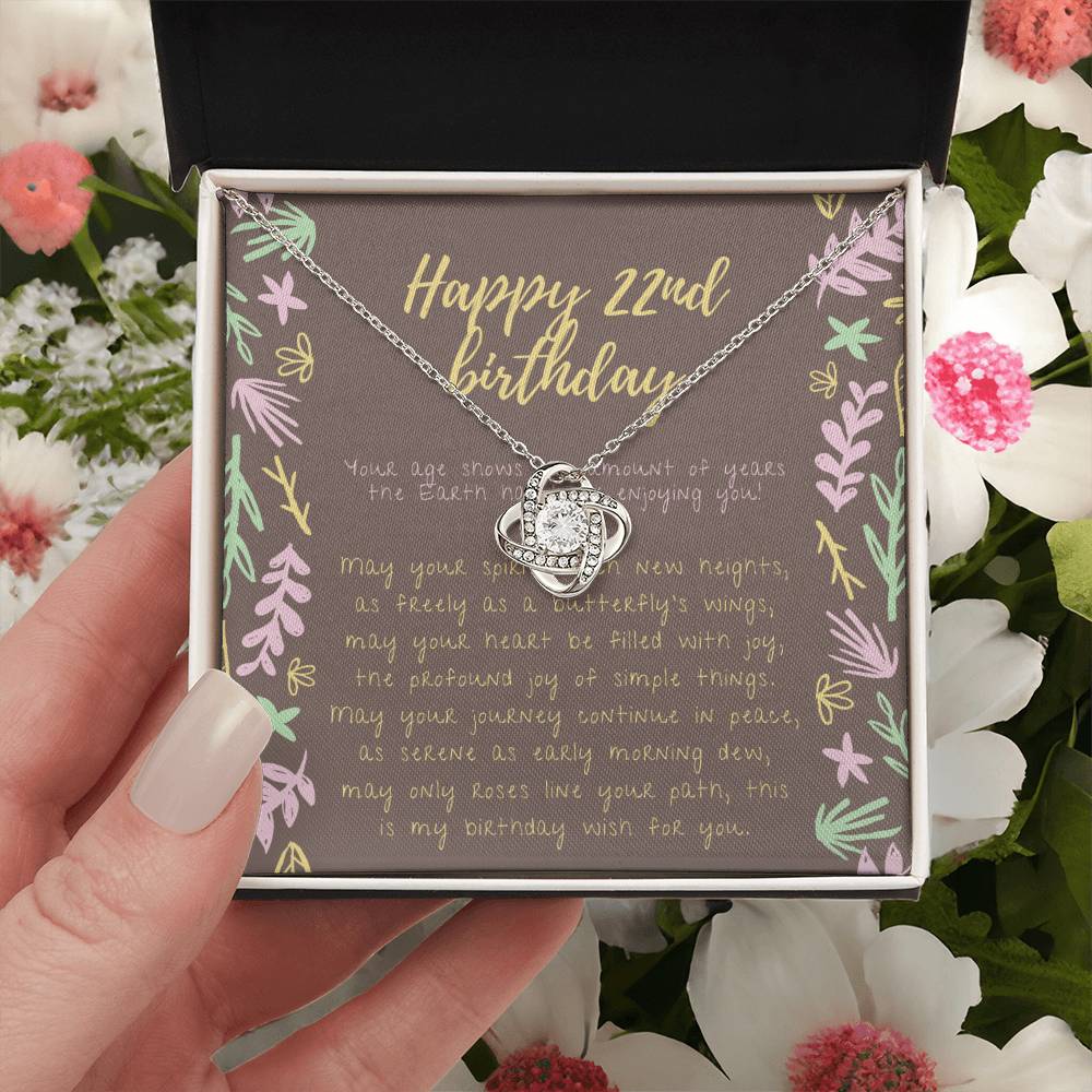 Happy 22Nd Birthday Gifts For 22Nd Birthday 22Nd Birthday Gift For Her 22 Year Old Female Best Friend 22Nd B Love Knot Necklace