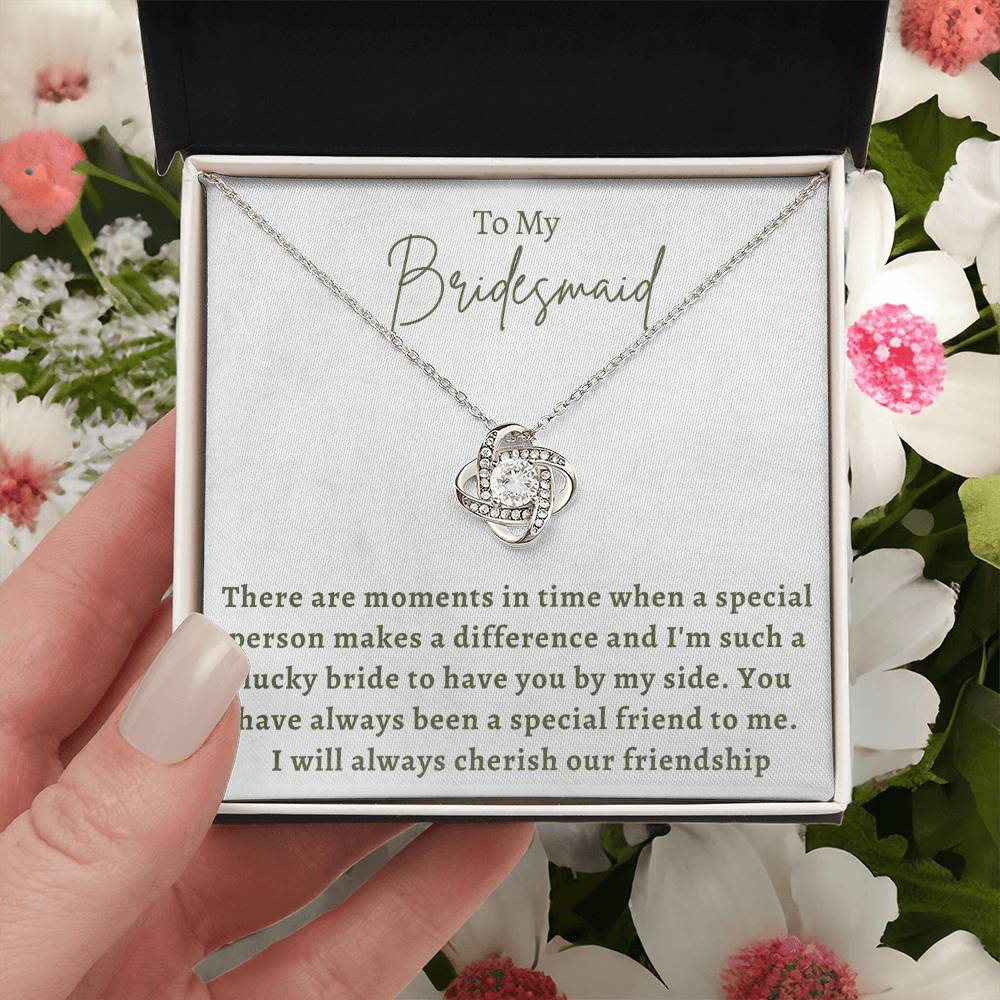 Bridesmaid For A Day Friends For Life Love Knot Necklace