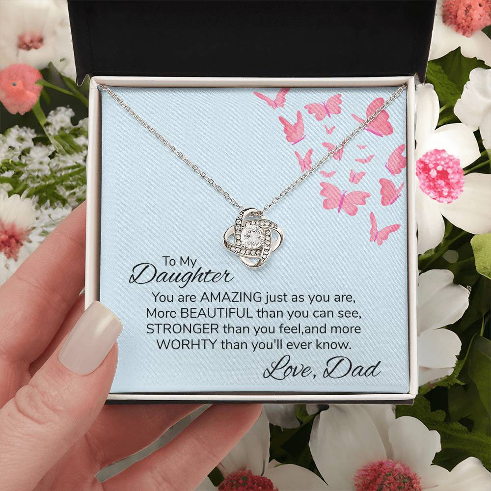 To My Daughter Necklace Gift From Dad Mothers Day Gift For Daughter From Father Sentimental Jewelry Gifts For Dad Love Knot Necklace