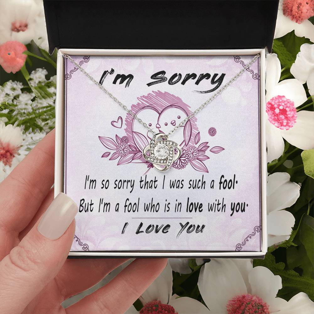 I'm Sorry Message Card Necklace For Wife Apology Gift F Love Knot Necklace