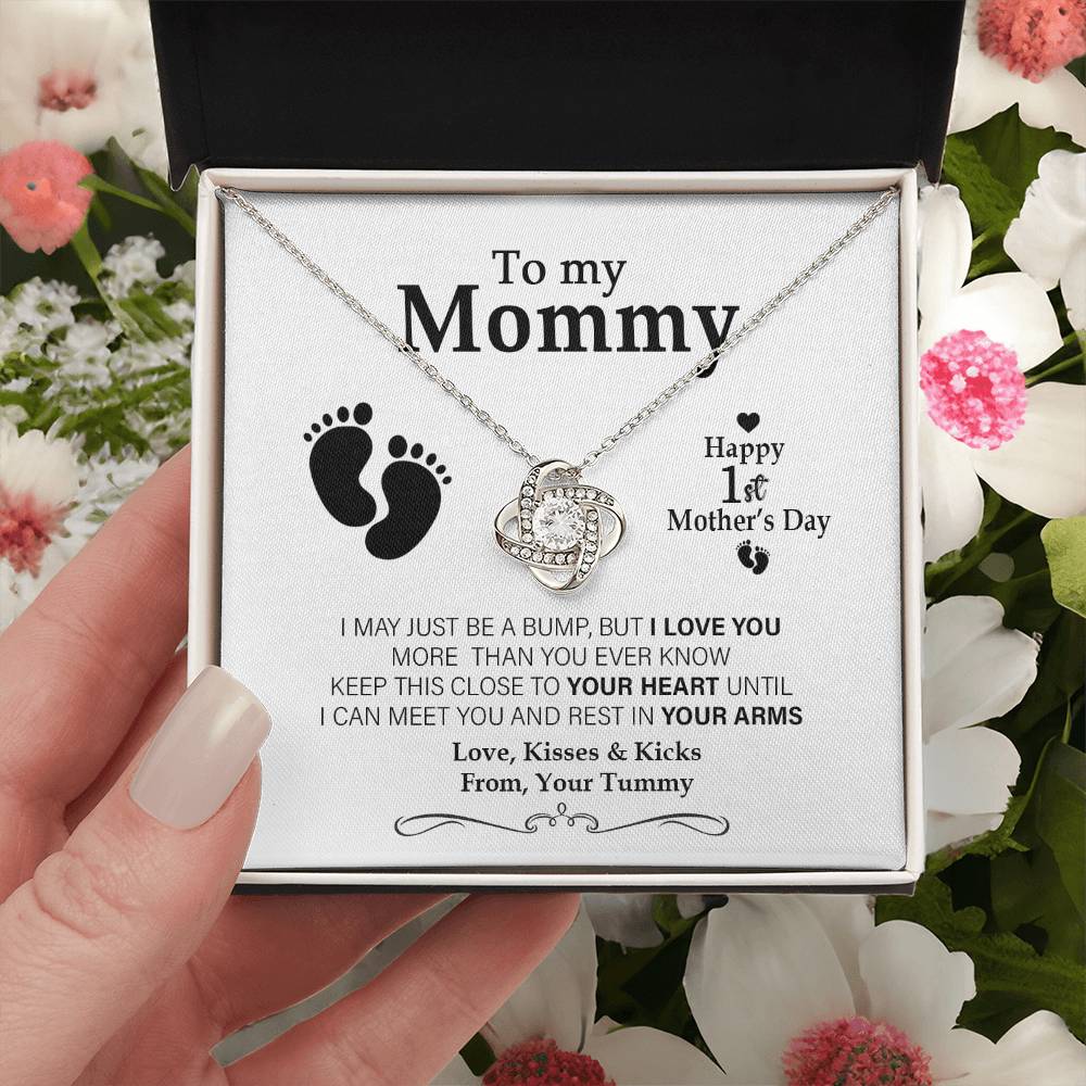 Happy 1St Mother's Day Expecting Mother Gift Present For Pregnant Friend Not For Baby Unique Gifts For Mom To Be Love Knot Necklace