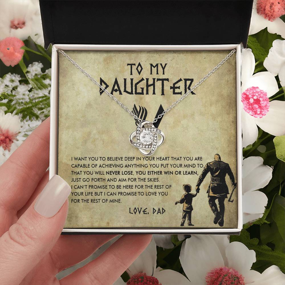 To My Daughter Jewelry With Luxury Box Daughter Birthday Gift Viking Girl Bold Brave Strong Viking Dad Chr Love Knot Necklace