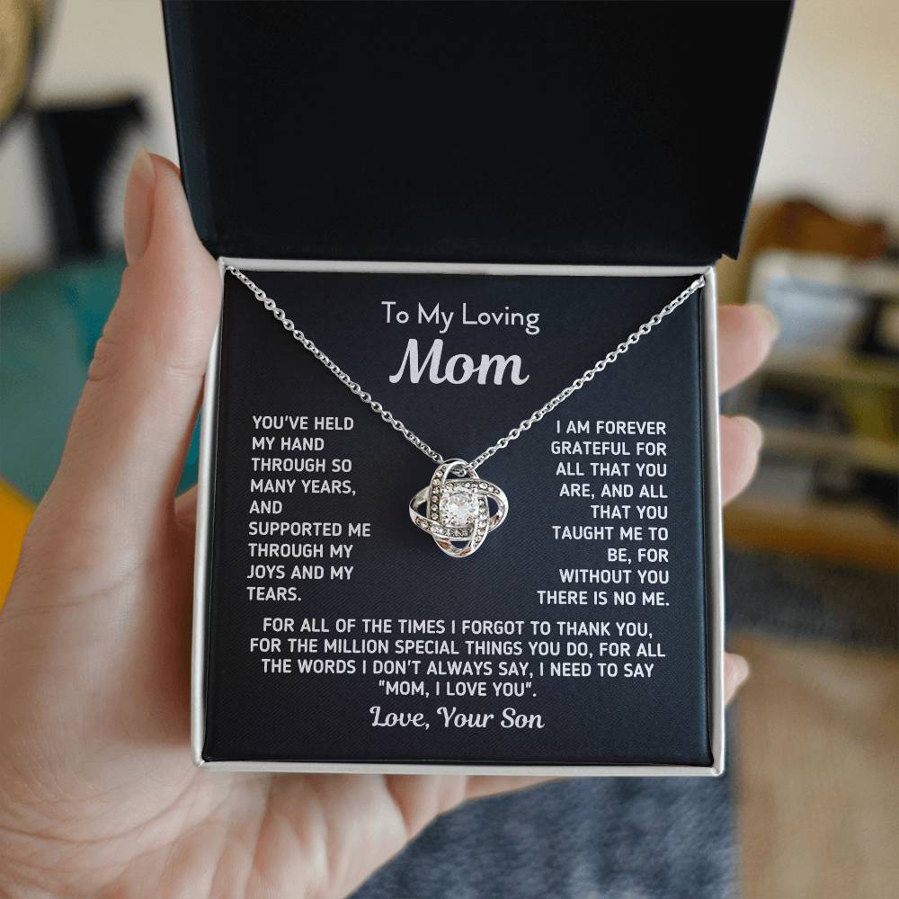 Gift For Mom From Son - Without You There Is No Me Gold Knot Necklace Love Knot Necklace