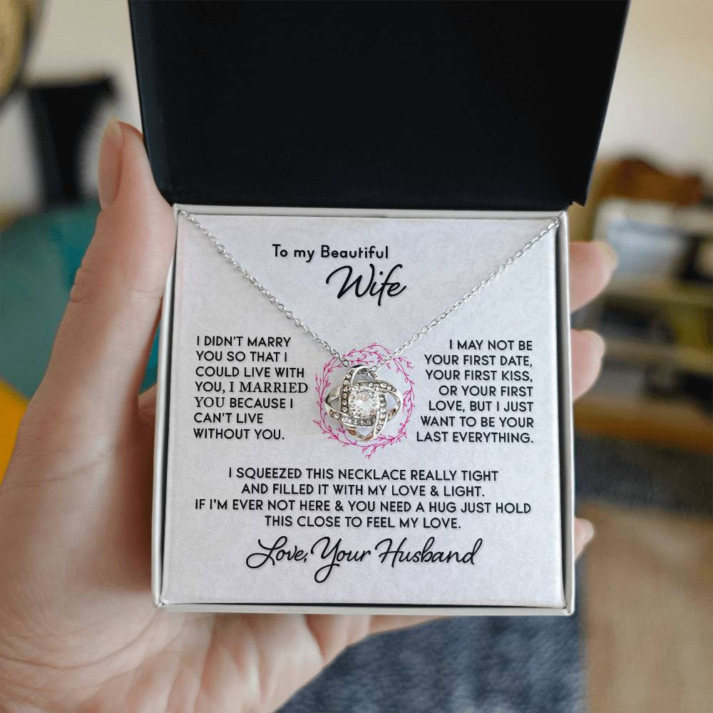 Beautiful Gift For Wife I Can't Live Without You Knot Necklace Love Knot Necklace