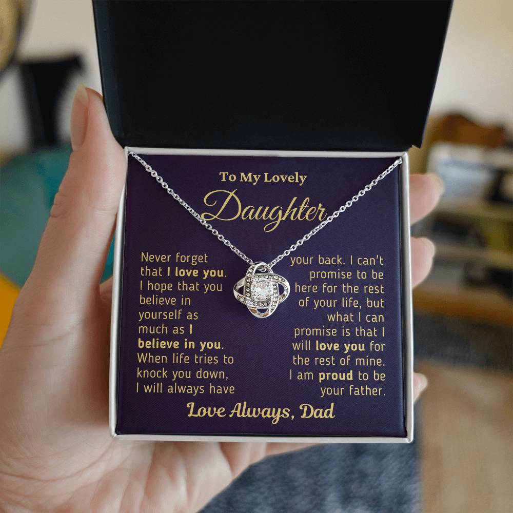 Gift For Daughter Proud To Be Your Father Gold Necklace Love Knot Necklace