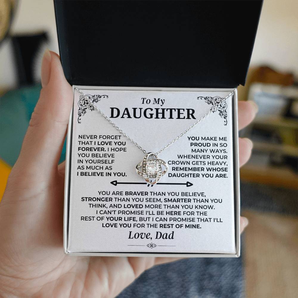To My Daughter - Love Dad - Beautiful Gift Set - Love Knot Necklace