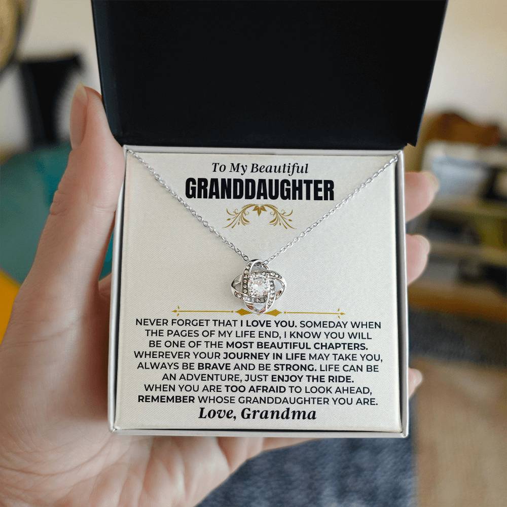 To My Granddaughter - Love Grandma - Love Knot Necklace