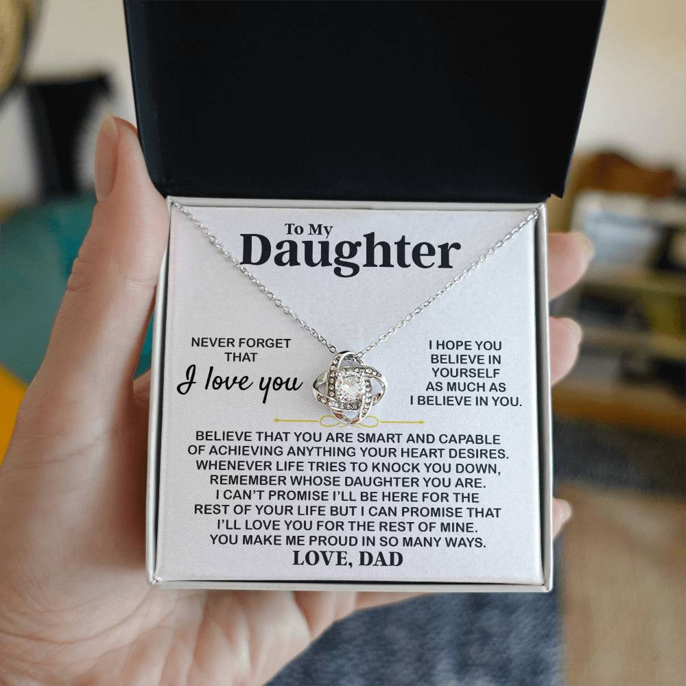 To My Daughter, I Hope You, Gift For Daughter From Dad, Love Knot Necklace Love Knot Necklace