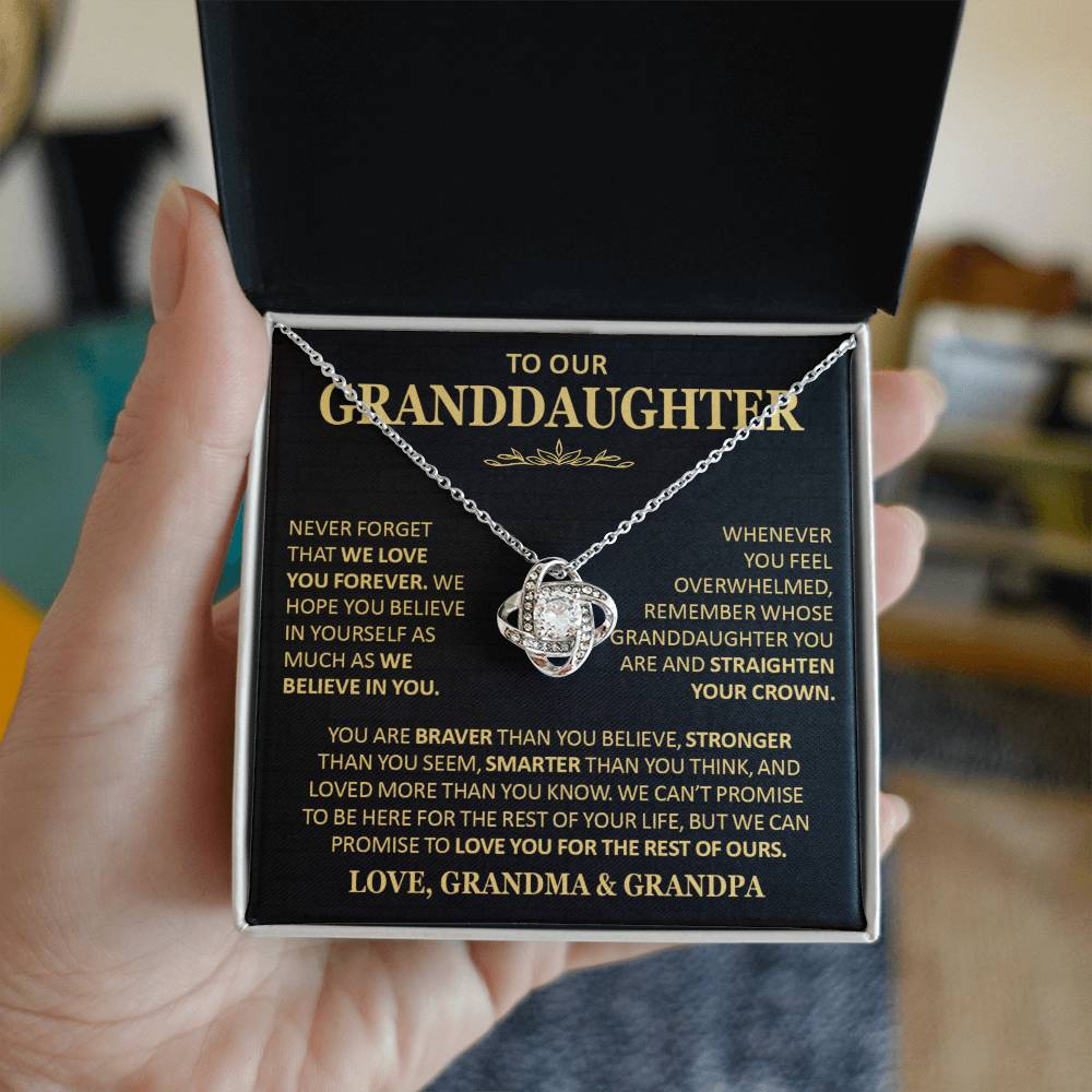 Beautiful Gift for Granddaughter From Grandma and Grandpa Never Forget That We Love You Necklace Love Knot Necklace