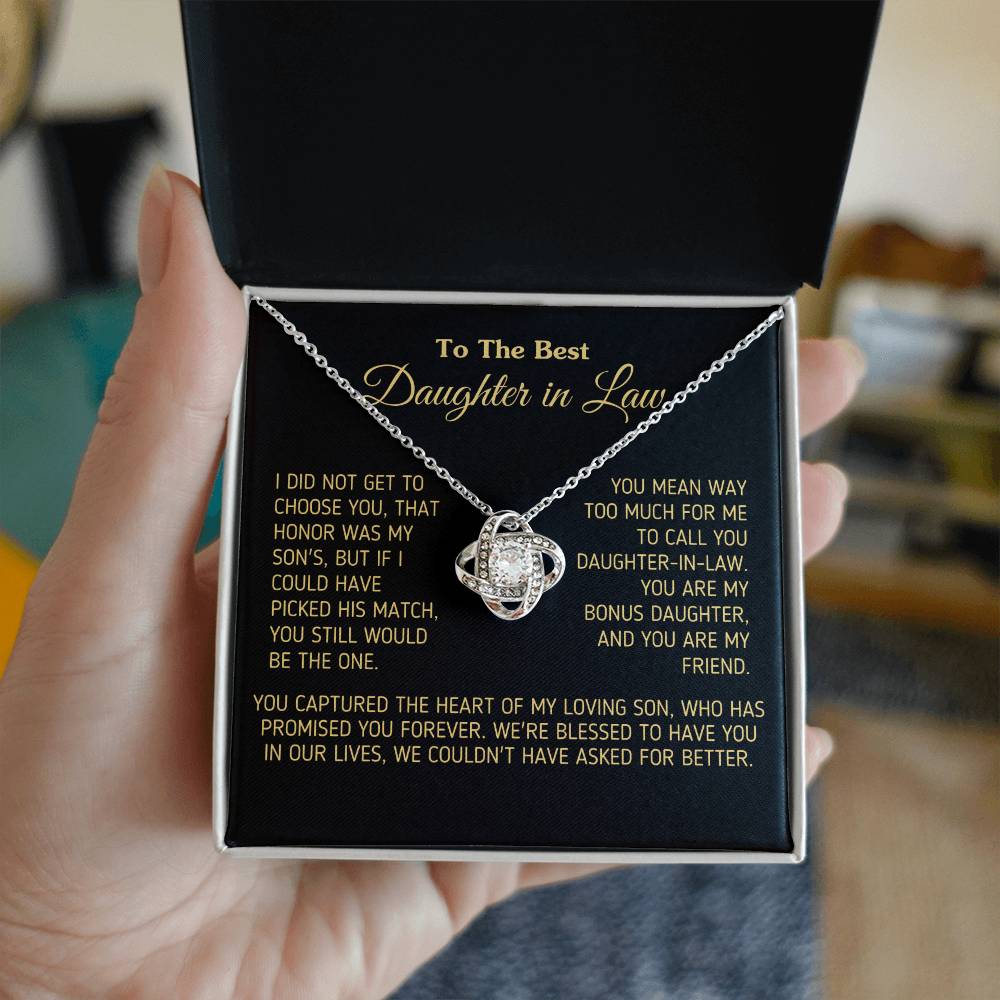 Gift for Daughter In Law You Are My Bonus Daughter, You Are My Friend Necklace Love Knot Necklace