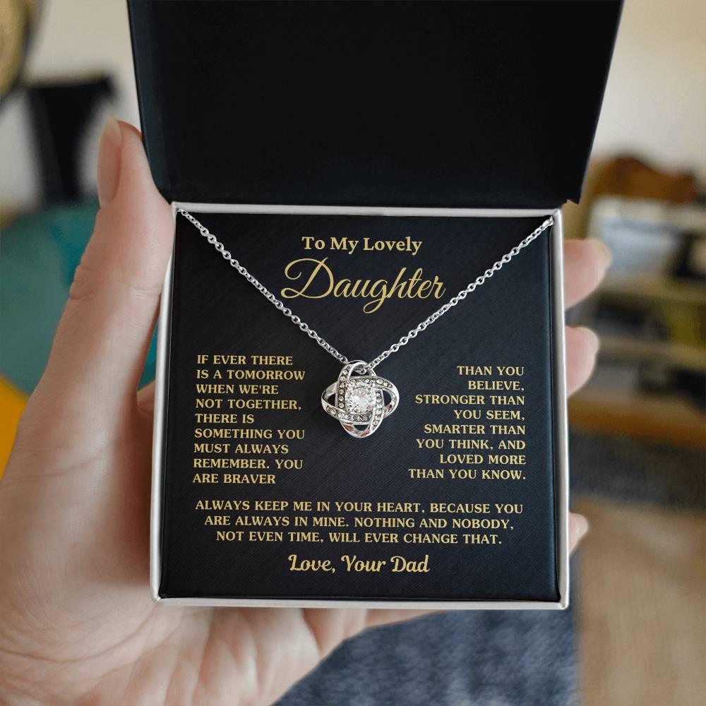 Gift For Daughter Always Keep Me In Your Heart Love Dad Necklace Love Knot Necklace