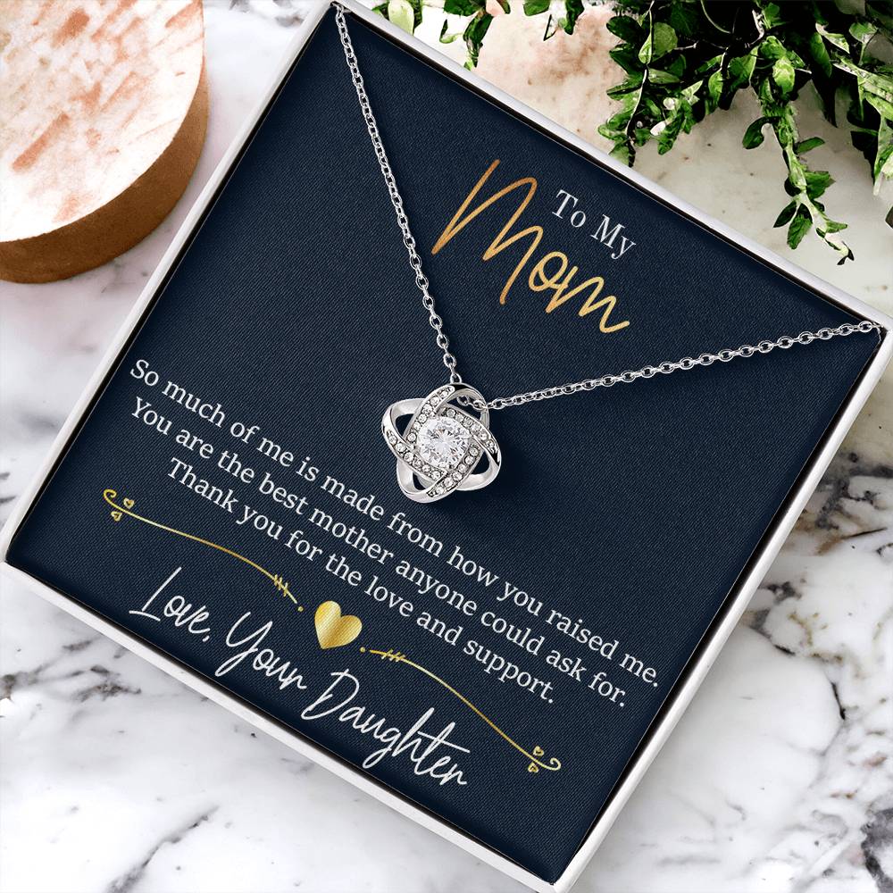 Mom - Thank You - Daughter Love Knot Necklace