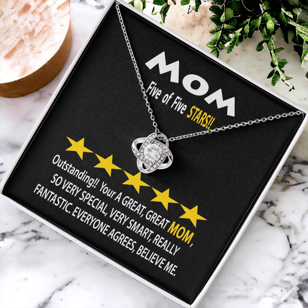 To Mom Gift Necklace With Message Card Five Star Review For Mom Mother's Day Gift Necklace Mom Birthday Gift Ne Love Knot Necklace