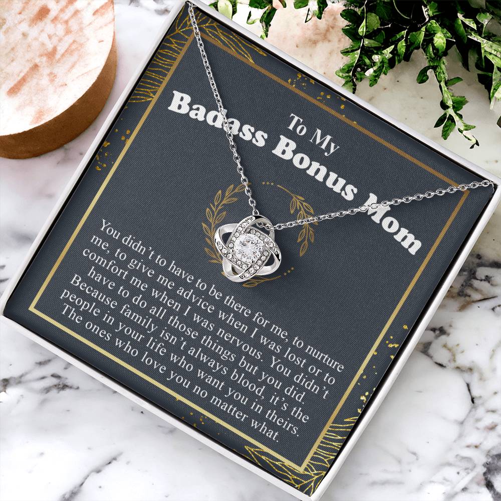 To My Badass Bonus Mom Love Knot Necklace