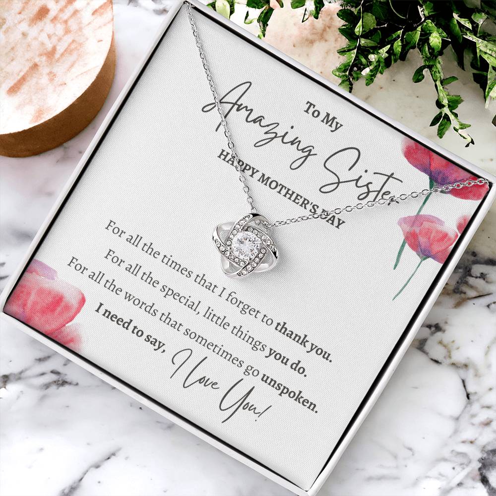 Mothers Day Gift For Sister Sister Mothers Day Gift Sister Necklace Gift On Mothers Day Sentimental Mothers Day Gift For Sister J Love Knot Necklace