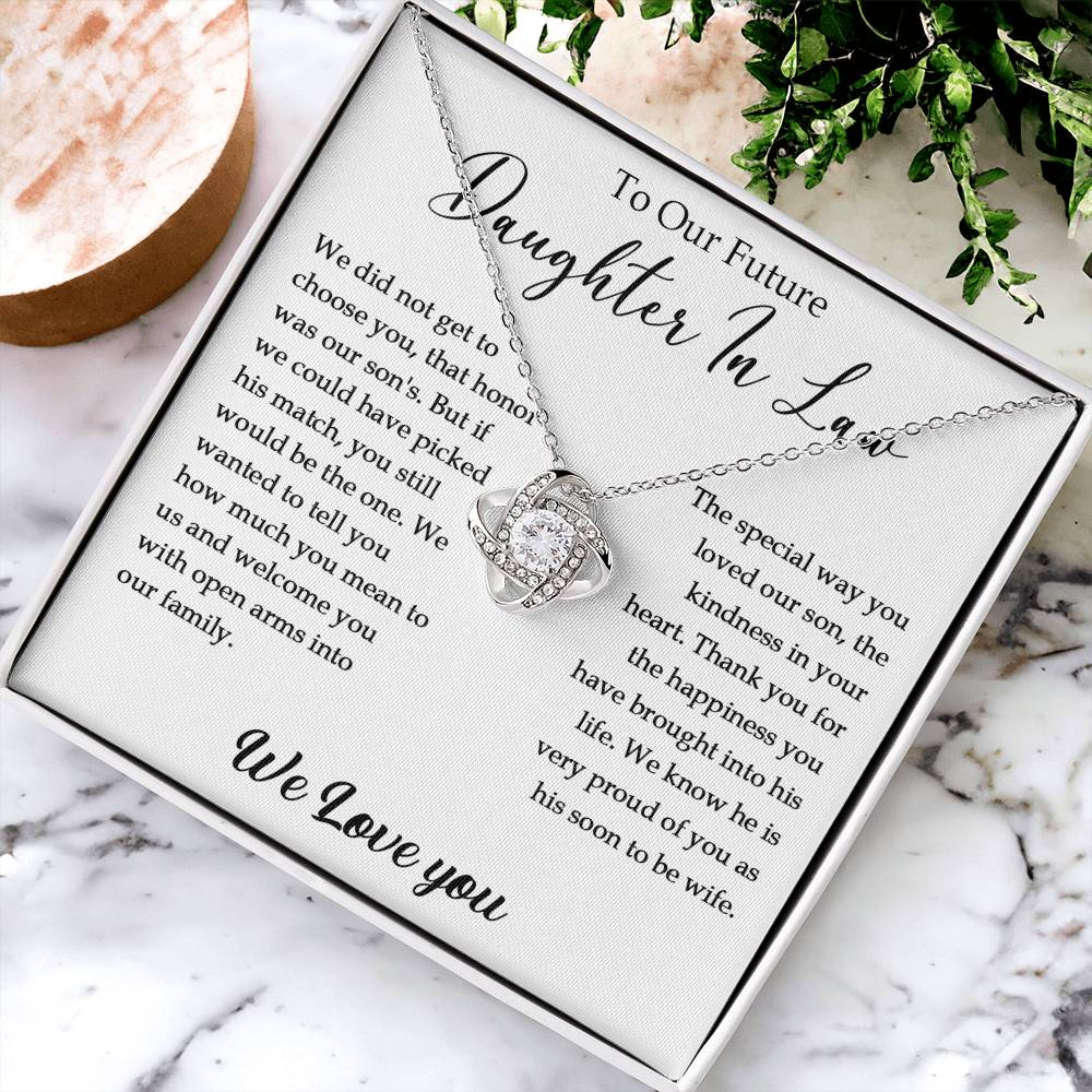 To Our Future Daughter-In-Law Gift Daughter In Law Necklace Gift For Her Wedding Customize Gift Engagemen Love Knot Necklace