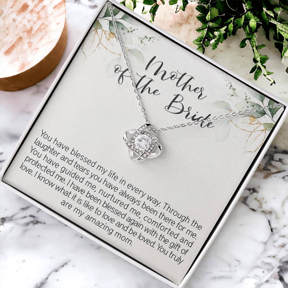 Mother Of The Bride Necklace Gift For Mom From Bride Wedding Jewelry Gift F Love Knot Necklace