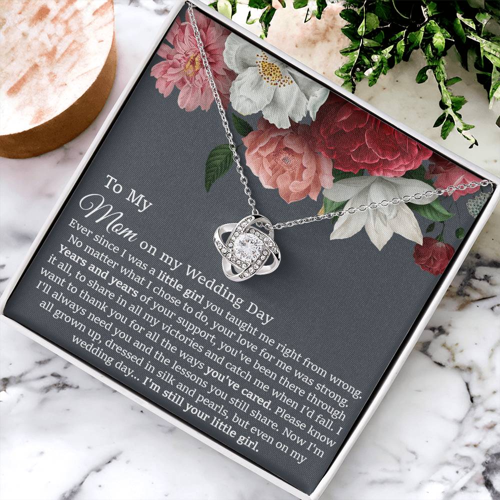 To My Mom On My Wedding Day Gift Wedding Necklace Gift For Mom From Bride Love Knot Necklace