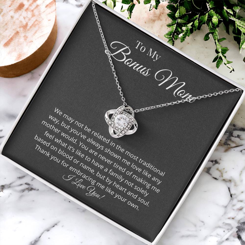 Bonus Mom Thank You Love Knot Necklace