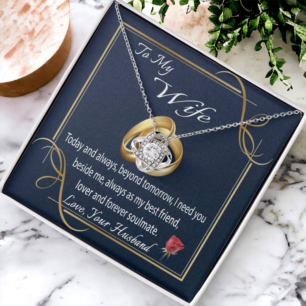 To My Wife Necklace With Message Card I Love You Necklace For Wife Anniversary Gift For Her Wife Birthday Gift Necklace Love Knot Necklace