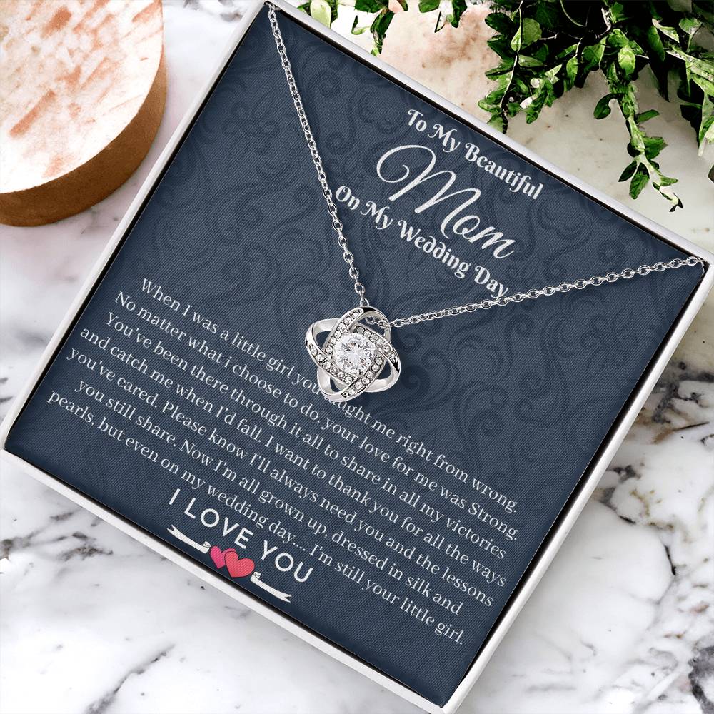 Mother Of The Bride Gift From Daughter To My Lovely Mom On My Wedding Day Necklace Gift From Bride To Mother Momm Love Knot Necklace