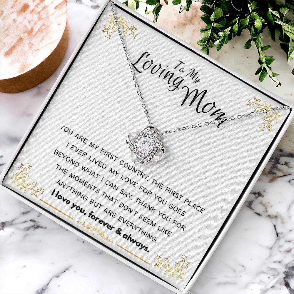 To My Loving Mom Love Knot Necklace