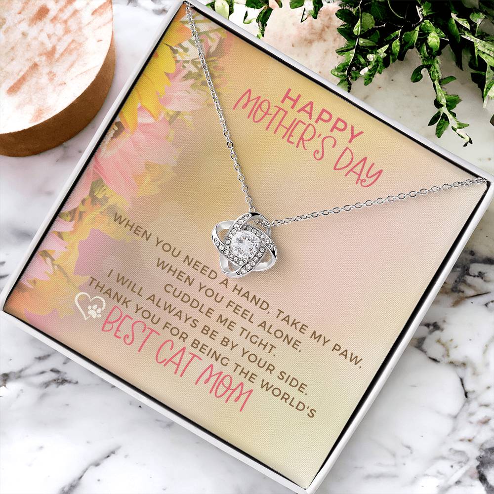 Best Cat Mom Love Knot Necklace Cat Mom Jewelry Gifts For Cat Mom On Mothers Day Cat Lover Gift Mothers Day Gift From Cat Love Knot Necklace